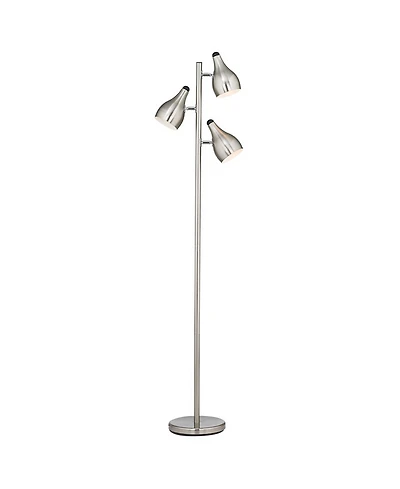 360 Lighting Modern Floor Lamp 3-Light Tree 64" Tall Brushed Steel Adjustable Shades for Living Room Reading Bedroom Office
