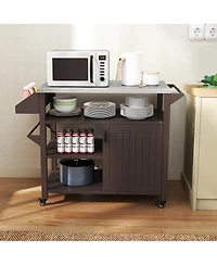 Sugift Outdoor Grill Cart with Storage Cabinet Shelves and Stainless Steel Top