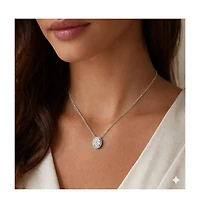 Simona Elegant Oval Birthstone Halo Cz Necklace