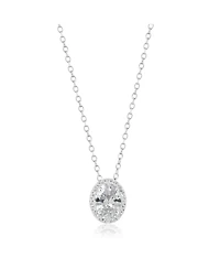 Simona Elegant Oval Birthstone Halo Cz Necklace