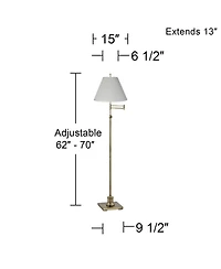 360 Lighting Chic Swing Arm Floor Lamp 70" Tall Antique Brass Mushroom Pleated Empire Shade for Living Room Reading Bedroom Office