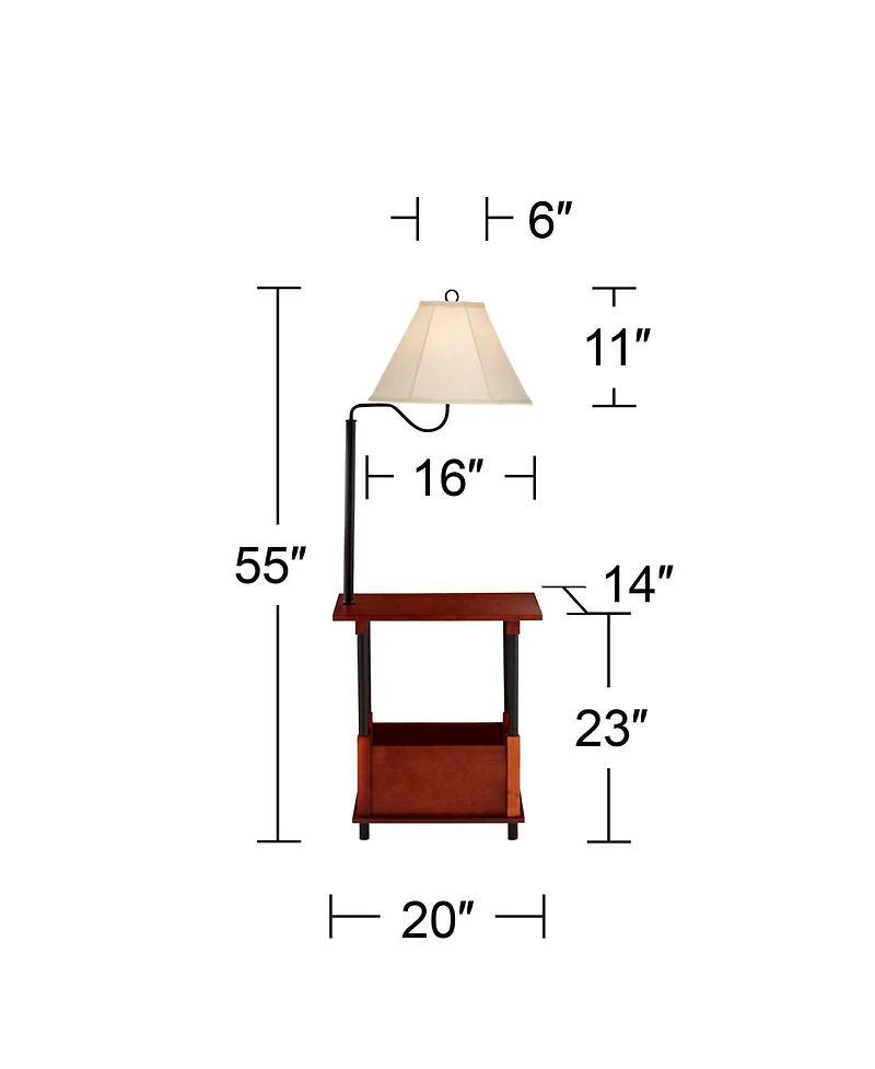 Regency Hill Rustic Farmhouse Floor Lamps with End Table 55" Tall Set of 2