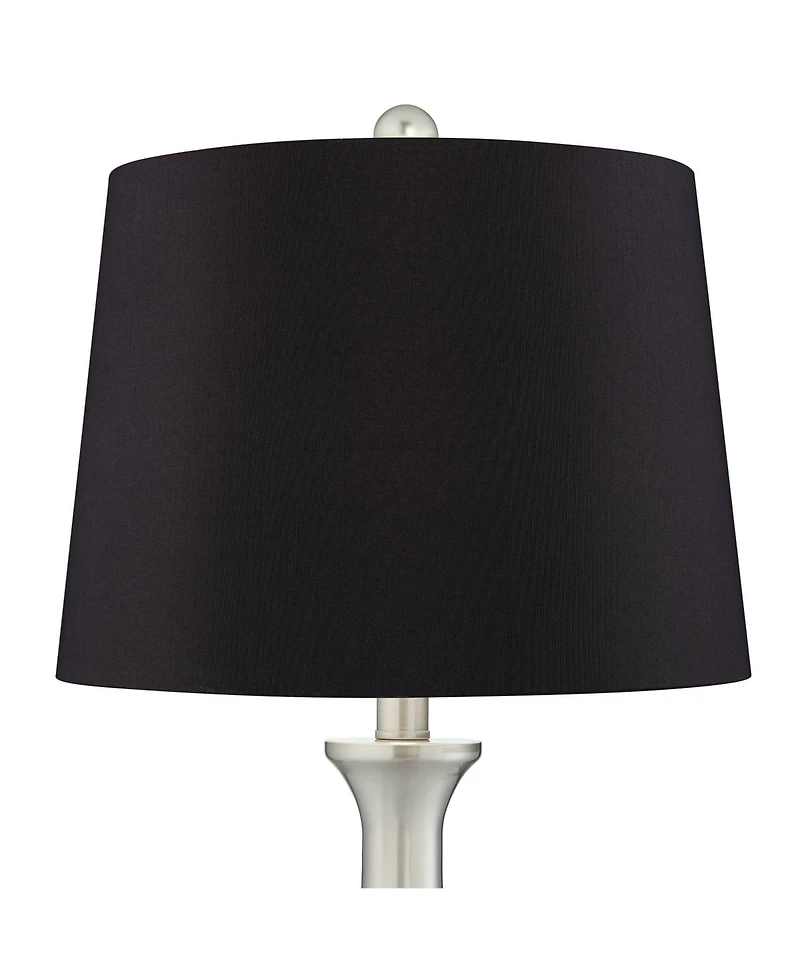 360 Lighting Karl Modern Table Lamps 27 1/2" Tall Set of 2 Brushed Nickel with Usb and Ac Power Outlet in Base for Bedroom House