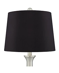 360 Lighting Karl Modern Table Lamps 27 1/2" Tall Set of 2 Brushed Nickel with Usb and Ac Power Outlet in Base for Bedroom House