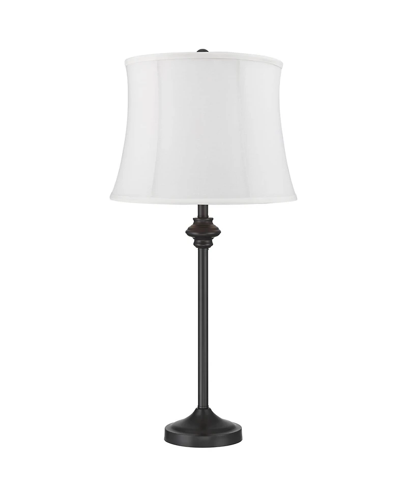 360 Lighting Lynn Modern Industrial Buffet Table Lamps 26" Tall Set of 2 Metal White Fabric Drum Shade for Bedroom Living Room Bedside