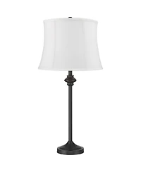 360 Lighting Lynn Modern Industrial Buffet Table Lamps 26" Tall Set of 2 Metal White Fabric Drum Shade for Bedroom Living Room Bedside
