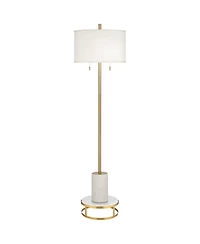 Possini Euro Design Italian Modern Floor Standing Lamp with Riser 69.5" Tall Metal Drum Shade Living Room Reading House Bedroom