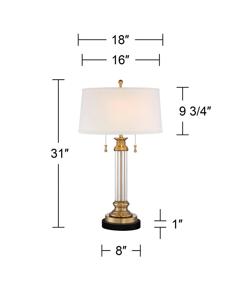 Vienna Full Spectrum Rolland Traditional Table Lamp with Round Marble Riser 30" Tall Crystal Shade for Living Room House
