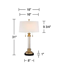Vienna Full Spectrum Rolland Traditional Table Lamp with Round Marble Riser 30" Tall Crystal Shade for Living Room House