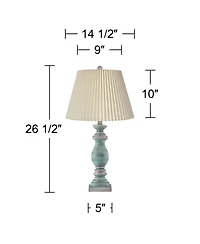 Regency Hill Patsy Traditional Table Lamps 26 1/2" High Set of 2 Washed Pleated Fabric Drum Shade for Bedroom Living Room Bedside Home
