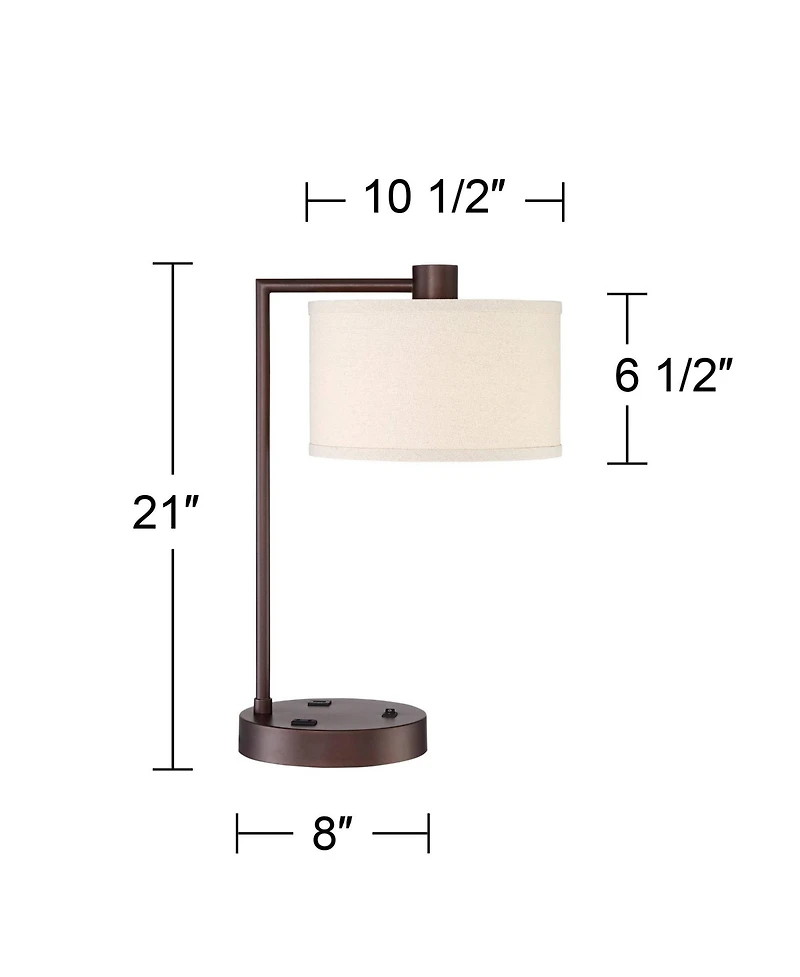 360 Lighting Colby 21" High Small Modern Desk Lamps Set of 2 Usb Port Ac Power Outlet Metal Charging