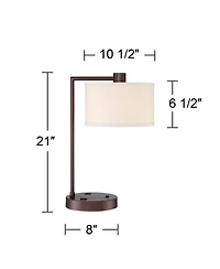 360 Lighting Colby 21" High Small Modern Desk Lamps Set of 2 Usb Port Ac Power Outlet Metal Charging