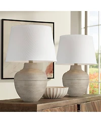 Barnes and Ivy Brighton 27 1/4" Tall Hammered Pot Farmhouse Rustic Table Lamps Set of 2