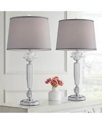 Vienna Full Spectrum Olivia 28 1/4" Tall Modern End Table Lamps Set of 2 Clear Crystal Living Room Bedroom Bedside Nightstand