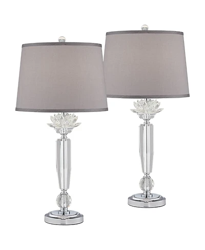 Vienna Full Spectrum Olivia 28 1/4" Tall Modern End Table Lamps Set of 2 Clear Crystal Living Room Bedroom Bedside Nightstand