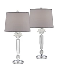 Vienna Full Spectrum Olivia 28 1/4" Tall Modern End Table Lamps Set of 2 Clear Crystal Living Room Bedroom Bedside Nightstand