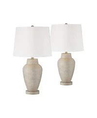 360 Lighting Rupert 24 3/4" High Vase Farmhouse Rustic Traditional Table Lamps Set of 2 Hammered Metal Living Room Bedroom