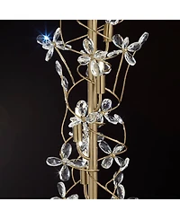 Possini Euro Design Vivant Modern 71 1/2" Tall Standing Floor Lamp 8-Light Crystal Spray Metal Soft Gold Finish Drum Shade