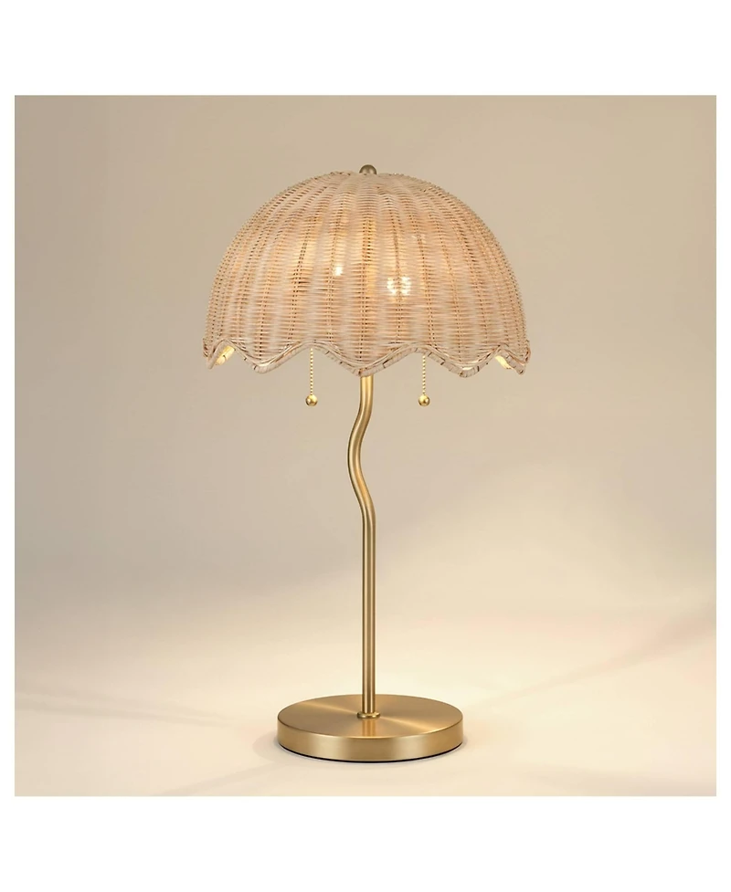Possini Euro Design Brella 24 1/4"H Soft and Rattan 2-Light Table Lamp