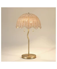 Possini Euro Design Brella 24 1/4"H Soft and Rattan 2-Light Table Lamp