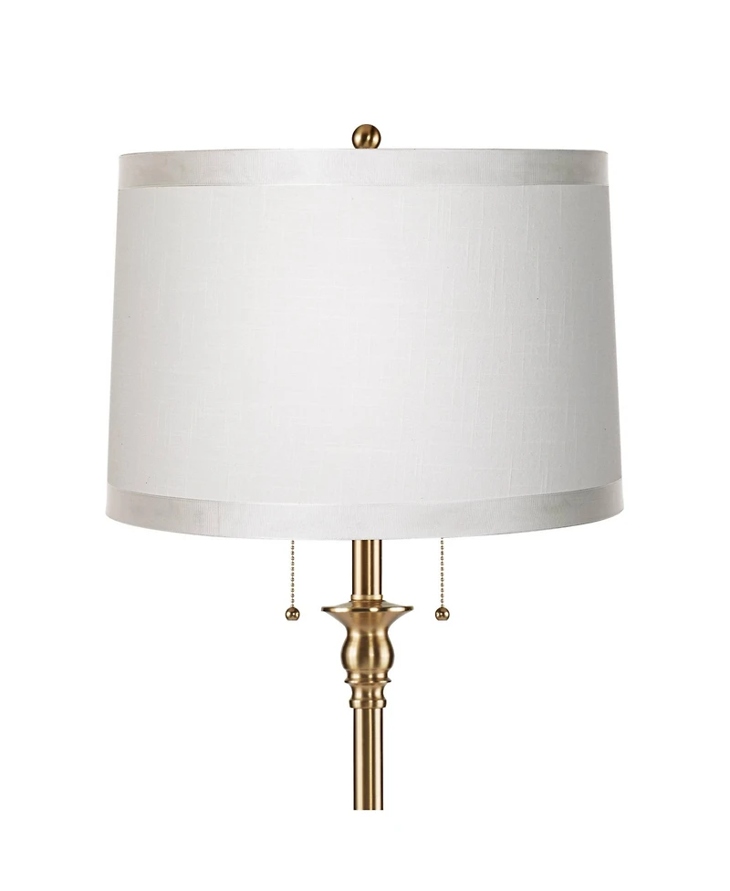 360 Lighting Dyna Traditional 58" Tall Standing Floor Lamp Pole Pull Chain Gold Antique Brass Finish Drum White Ribbon Shade