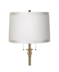 360 Lighting Dyna Traditional 58" Tall Standing Floor Lamp Pole Pull Chain Gold Antique Brass Finish Drum White Ribbon Shade