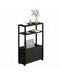 Yigii Narrow Side Table Slim End With Fabric Basket Compact Storage Sturdy Adjustable Feet Easy Assemble