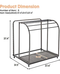 gaomon Outdoor Pool Towel Rack with 5 Bars, Durable Pe Rattan and Steel, Trapezoid Design, Caster Wheels, Versatile Storage