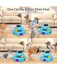 Aronkl 4-in-1 Interactive Cat Toy Automatic Self Play Usb Rechargeable Butterfly Feather Track Balls Laser