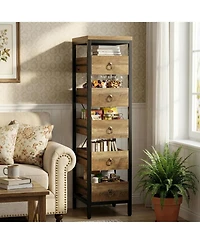 gaomon 5-Tier Kitchen Fruit Vegetable Storage Rack, Narrow Snack Stand with Pull-Out Baskets, Utility Organizer