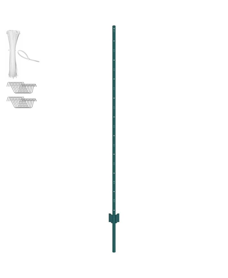 Sugift Fence Post, 10 Pack, U-Channel Heavy Duty Steel, for Garden and Lawn Use