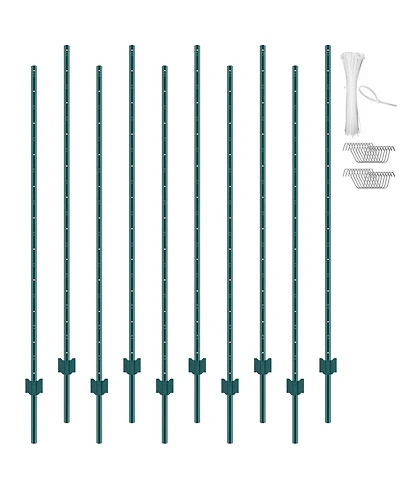 Sugift Fence Post, 10 Pack, U-Channel Heavy Duty Steel, for Garden and Lawn Use