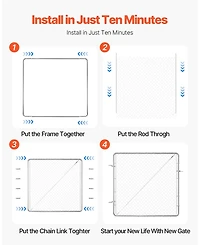 Sugift Chain Link Fence Gate, Adjustable Panel, Openings, Galvanized