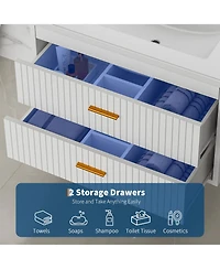 homfan Floating Bathroom Vanity with Sink and Drawers - Wall Mounted Modern Cabinet, Resin Combo, Water-Resistant Cabinet