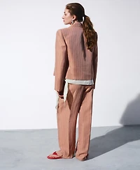 Selection Mango Women's Striped Linen Suit Pants