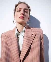 Selection Mango Women's Cropped Striped Linen Blazer