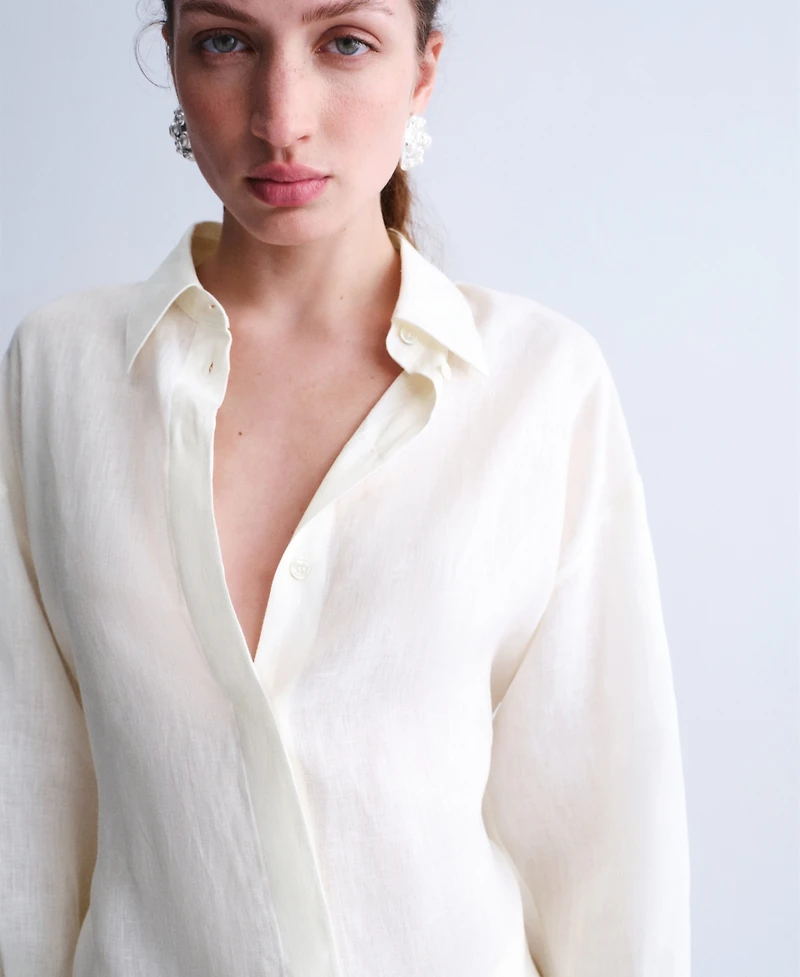 Selection Mango Women's Tie Linen Blouse