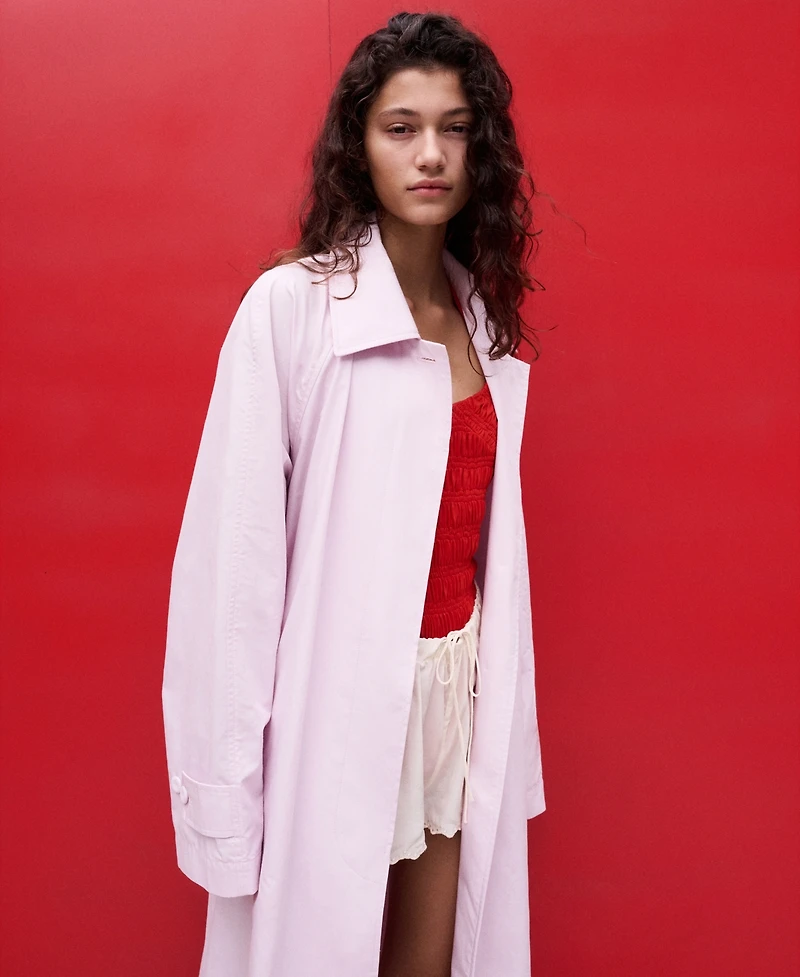 Selection Mango Women's Long Belted Trench Coat