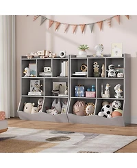 gaomon Set of 2 Three-Tier Kids Bookshelves, Toy Storage Cabinet with Cubby Shelves for Bedroom, Classroom, Playroom, Nursery