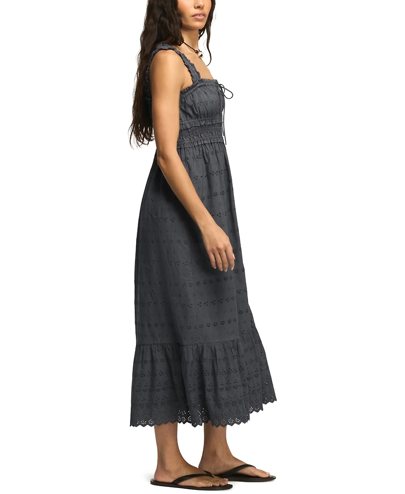 Lucky Brand Women's Smocked Waist Square Neck Midi Dress