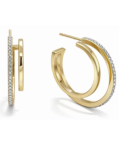 And Now This Crystal Double Row C-Hoop Post Earrings