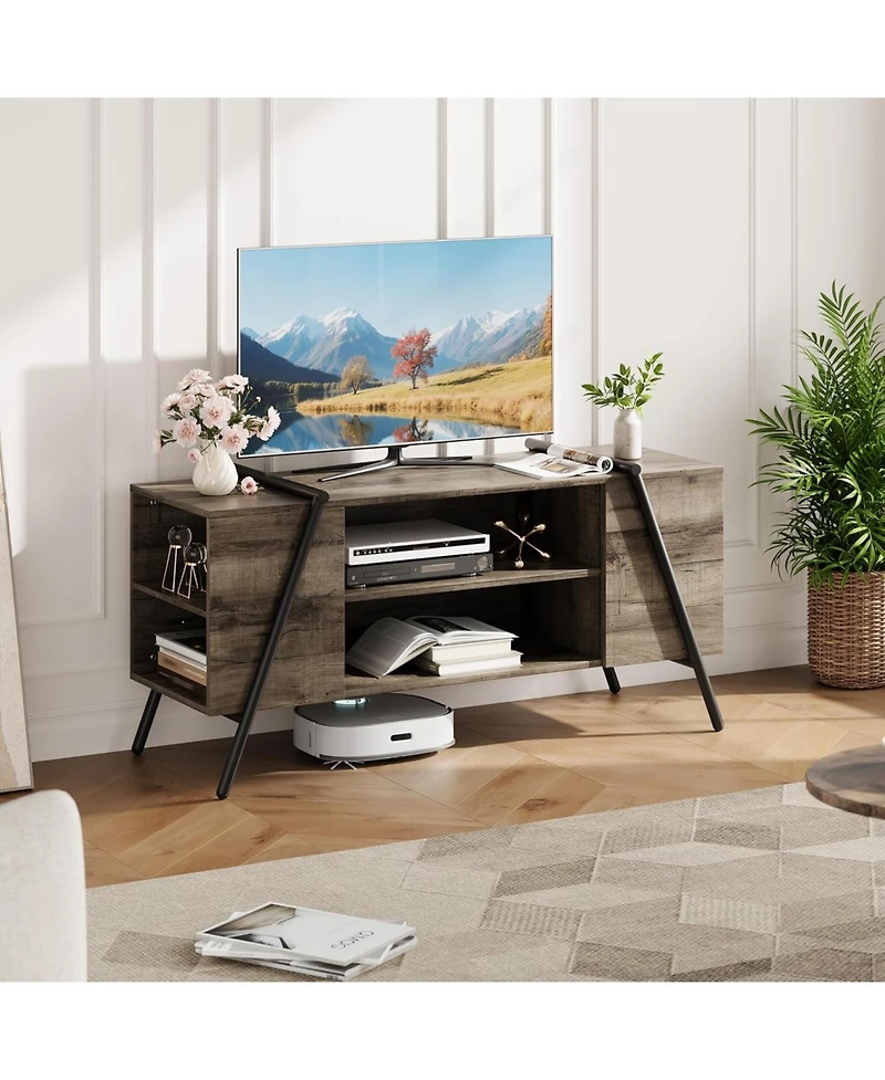 gaomon Tv Stand for 47" Tv, Modern Console with Adjustable Shelf, Cable Holes, Media Cabinet, U-Shaped Legs
