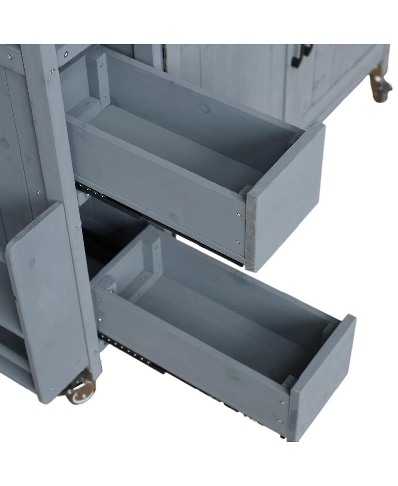 Streamdale Furniture Farmhouse Rolling Outdoor Kitchen Cart Stainless Top