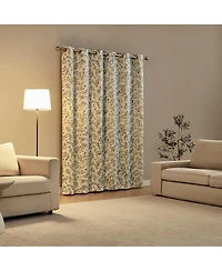 Sun Zero Maureen Painted Botanical Magnetic Closure Blackout Grommet Curtain Panel Pair