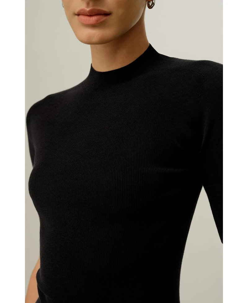 Lilysilk Women's Seamless Silk-Cotton Slim-Fit Knit Top