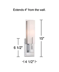 Possini Euro Design Midtown Modern Wall Light Sconces Set of 2 Chrome Hardwire 4 1/2" Fixture White Glass for Bedroom Bathroom Vanity Reading House