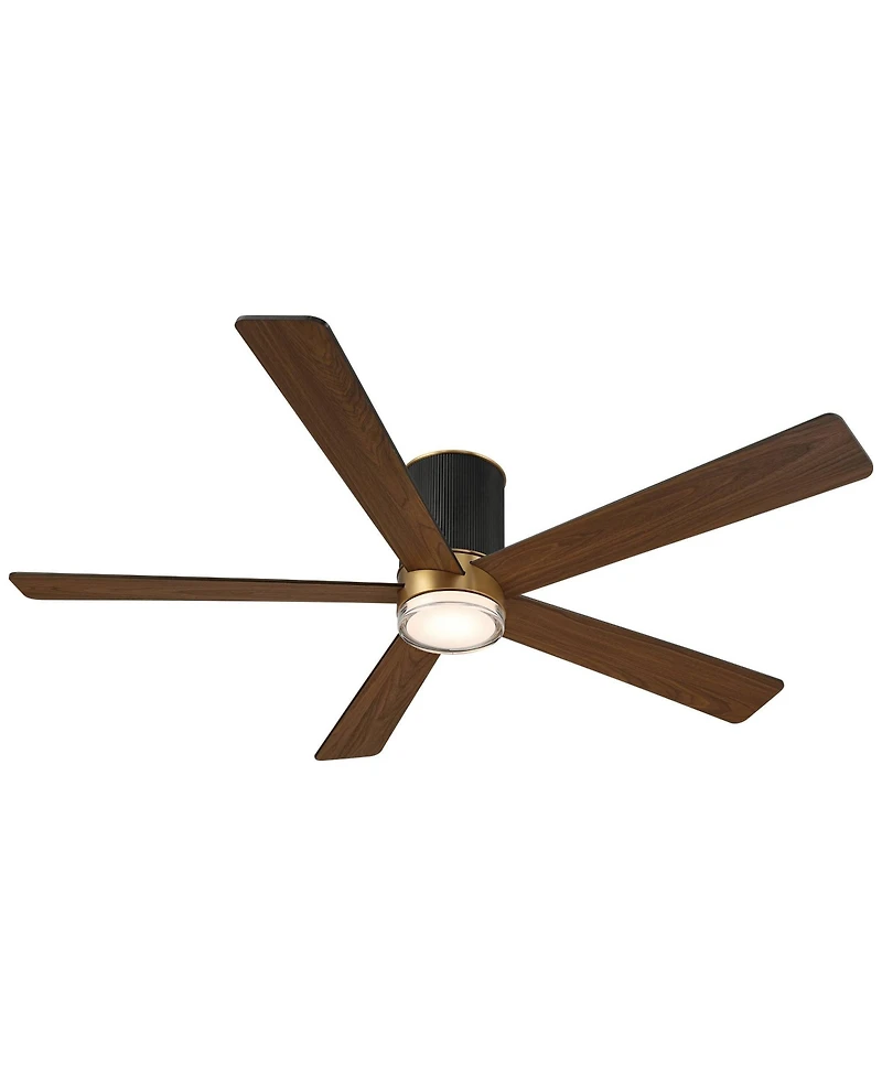 56" Casa Vieja Vex Matte Black Led Hugger Ceiling Fan with Remote