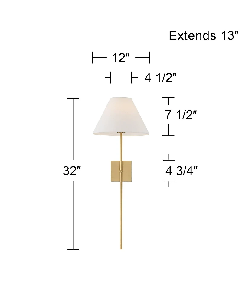 Possini Euro Design Possini Euro Ayla 32" High Brass and White Linen Wall Sconce