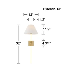 Possini Euro Design Possini Euro Ayla 32" High Brass and White Linen Wall Sconce