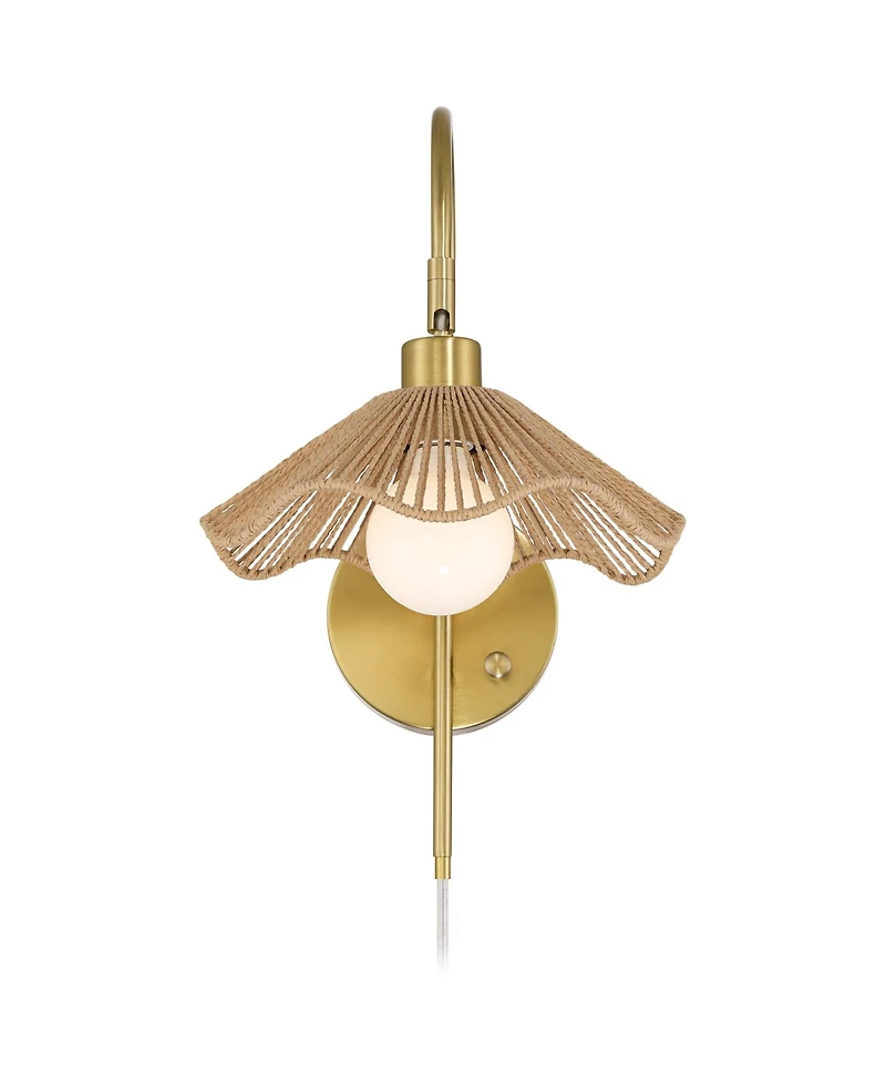 Possini Euro Design Possini Euro Primrose 17 1/4" H Brass Plug-In Wall Lamp Set of 2